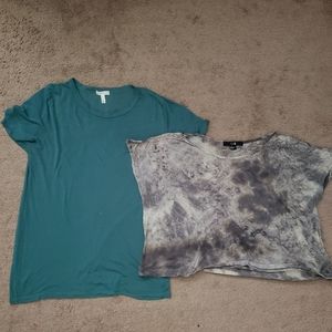 LOT 2 Leith Forever 21 semi sheer t crop tops Sz L